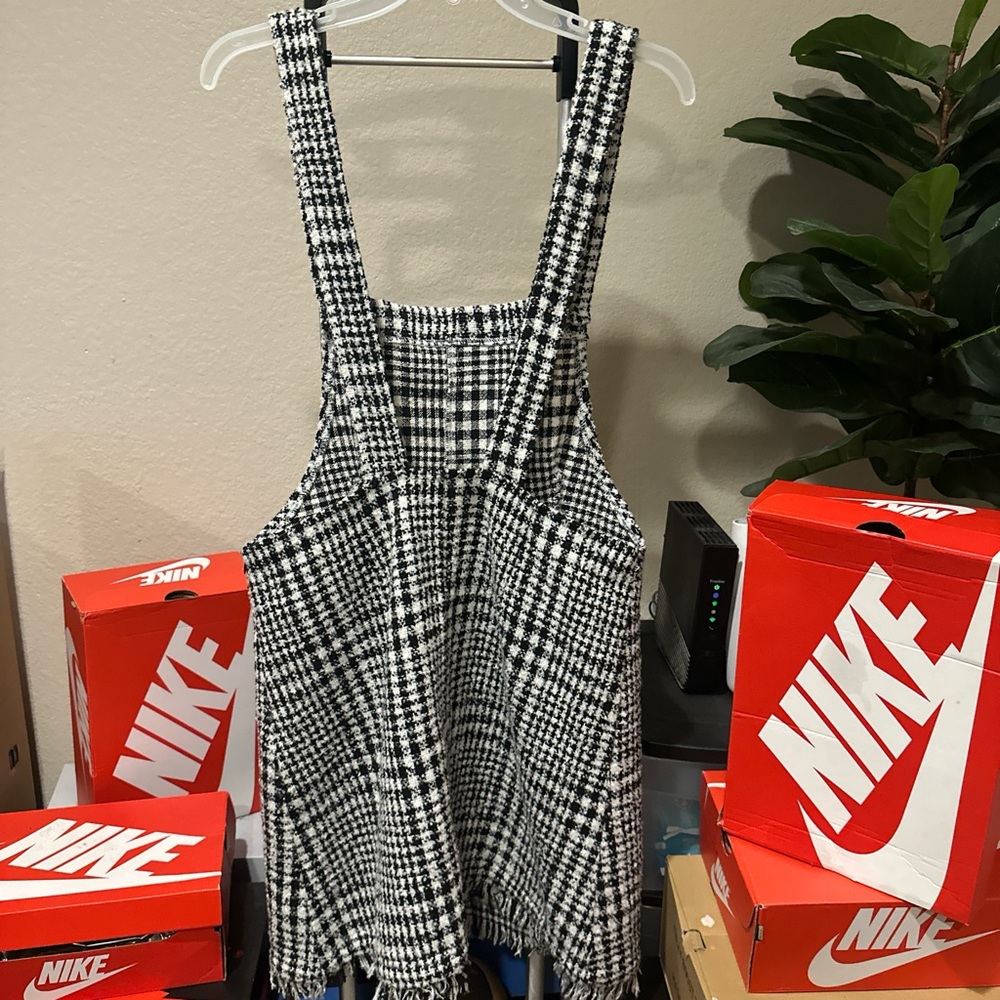 Orange Creek Monochrome Houndstooth overall dress - Picture 4 of 5